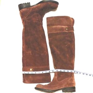 Franco Sarto over-the-knee pull-on tan genuine suede boots US9.5=EU40=UK7